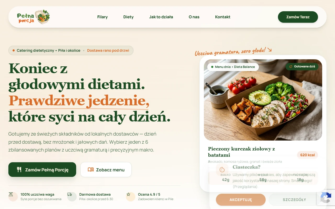 Strona cateringu dietetycznego Pełna Porcja
