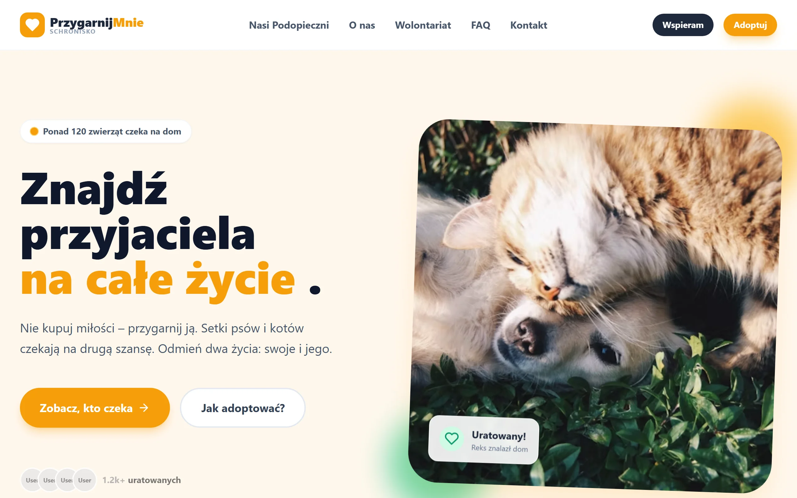 Strona schroniska i adopcji zwierząt Przygarnij Mnie